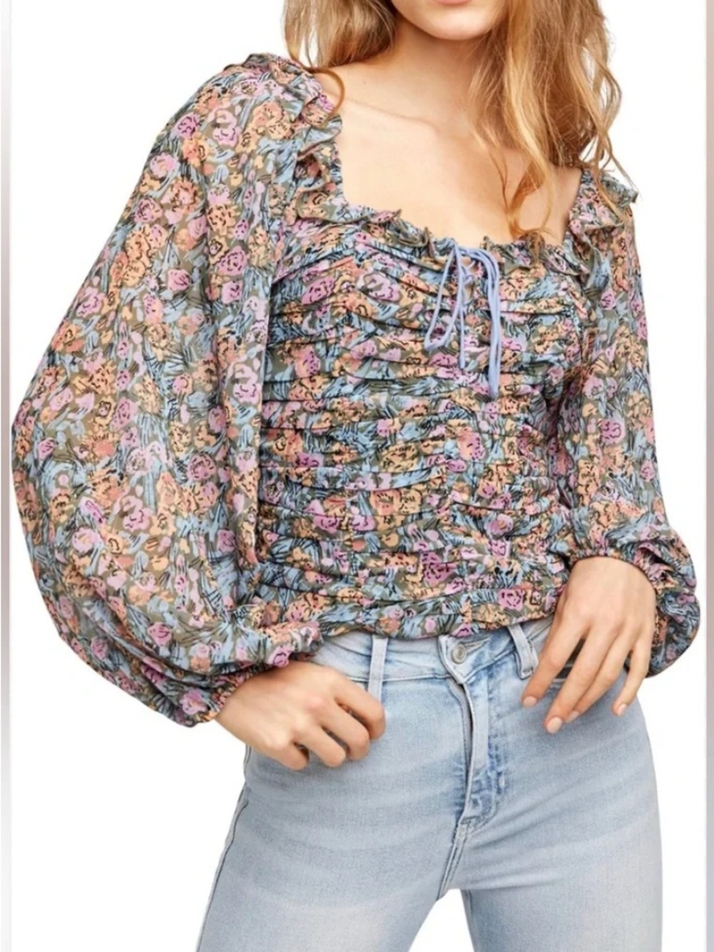 Free People Mabel Printed Floral Blouse